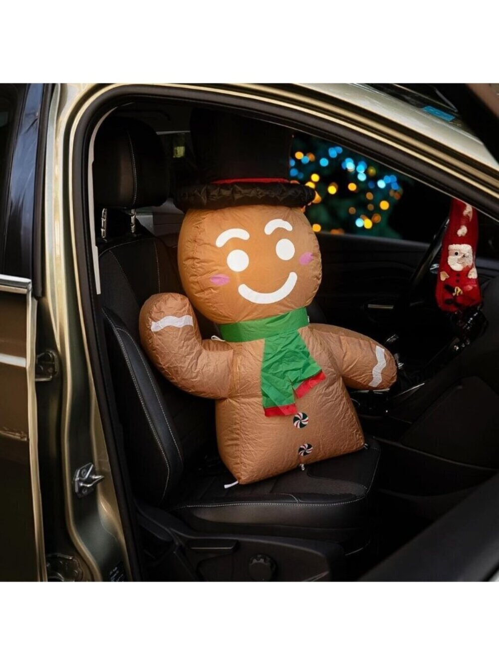 Christmas Car Inflatable Gingerbread with LED Lights Easy Outdoor Decoration